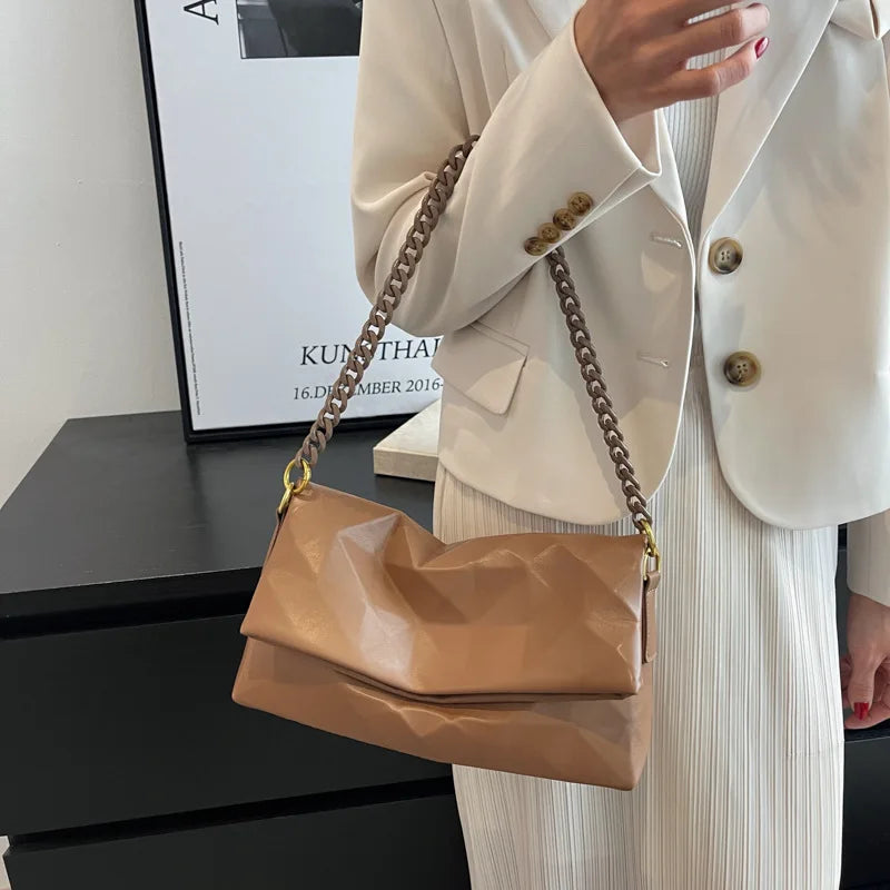Geometric Shoulder Bag Thick Chain Vintage Handbag