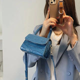 Stone Pattern Leather Crossbody Bag Chain Shoulder Messenger Bag