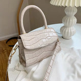 Stone Pattern Leather Crossbody Bag Chain Shoulder Messenger Bag