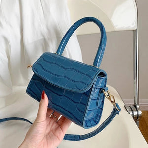 Stone Pattern Leather Crossbody Bag Chain Shoulder Messenger Bag