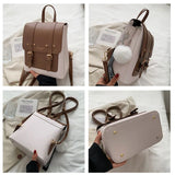 Women Leather Travel Backpack Sac A Dos Small School Bags for Teenage Girls