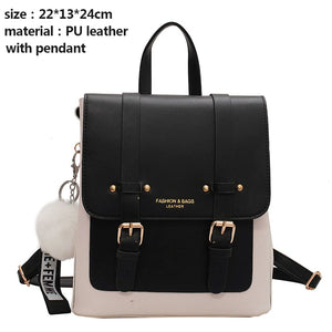 Women Leather Travel Backpack Sac A Dos Small School Bags for Teenage Girls