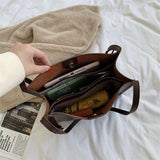 Women Tote Bag Shoulder Leather Handbag Totes Large Capacity Solid
