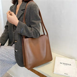 Women Tote Bag Shoulder Leather Handbag Totes Large Capacity Solid