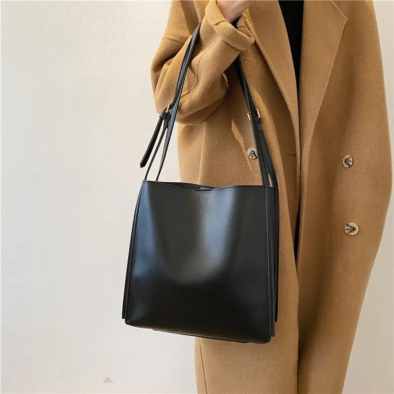Women Tote Bag Shoulder Leather Handbag Totes Large Capacity Solid