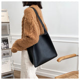 Women Tote Bag Shoulder Leather Handbag Totes Large Capacity Solid
