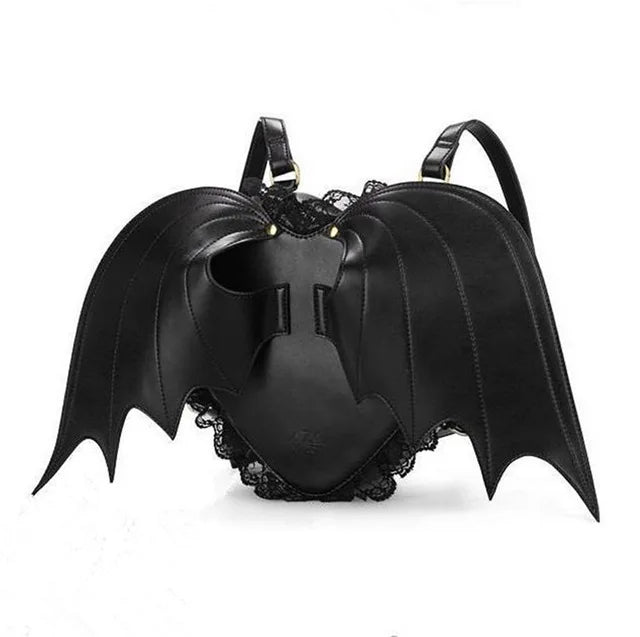 Heart-shaped Bat Backpack Shoulder Bag Punk School Bag For Teenager
