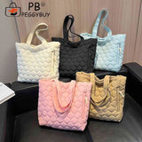 Quilted Casual Hand Bags Large Capacity Winter Top-handle Bag Cotton-Padded