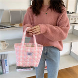 Quilted Check Women Clutch Handbag Retro Plaid Ladies Bento Shoulder Bag