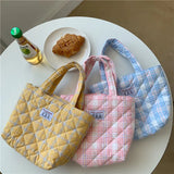 Quilted Check Women Clutch Handbag Retro Plaid Ladies Bento Shoulder Bag