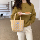 Quilted Check Women Clutch Handbag Retro Plaid Ladies Bento Shoulder Bag