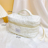 Quilted Cosmetic Bag Pink Makeup Organizer Large Zipper Beauty Pouch