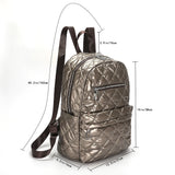 Quilted Cotton-Padded Backpack Nylon Rhombic Lattice Ladies Knapsack