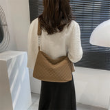 Quilted Crossbody Bag Cotton Handbag with Chains and Diamonds