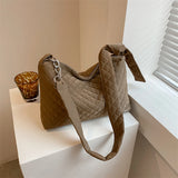 Quilted Crossbody Bag Cotton Handbag with Chains and Diamonds