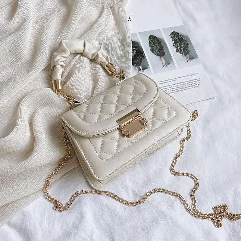 Quilted Crossbody Bag Small Chain Handbag PU Leather Hand Bag Ladies