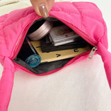 Quilted Female Tote Casual Check Cotton-Padded Bag Winter