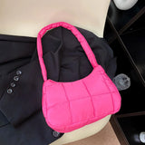 Quilted Female Tote Casual Check Cotton-Padded Bag Winter