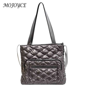 Quilted Ladies Crossbody Bag Nylon Winter Female Tote Waterproof