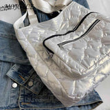 Quilted Ladies Crossbody Bag Nylon Winter Female Tote Waterproof