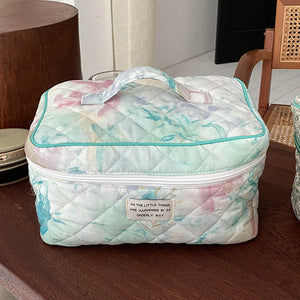 Quilted Cotton Makeup Handbag Toiletry Organizer
