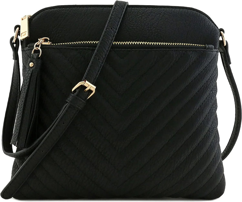 Quilted Crossbody Bag with Tassel