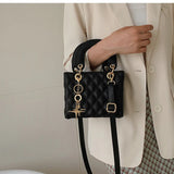 Quilted PU Leather Cross Thread Handbag Women Messenger Lady Crossbody Bag