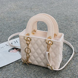 Quilted PU Leather Cross Thread Handbag Women Messenger Lady Crossbody Bag