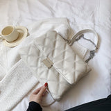 Quilted PU Leather Small Crossbody Bags for Women Winter Chain Shoulder Purses