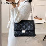Quilted PU Leather Small Crossbody Bags for Women Winter Chain Shoulder Purses