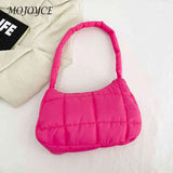 Quilted Shoulder Bag Casual Check Women Hand Bags Winter Warm Soft