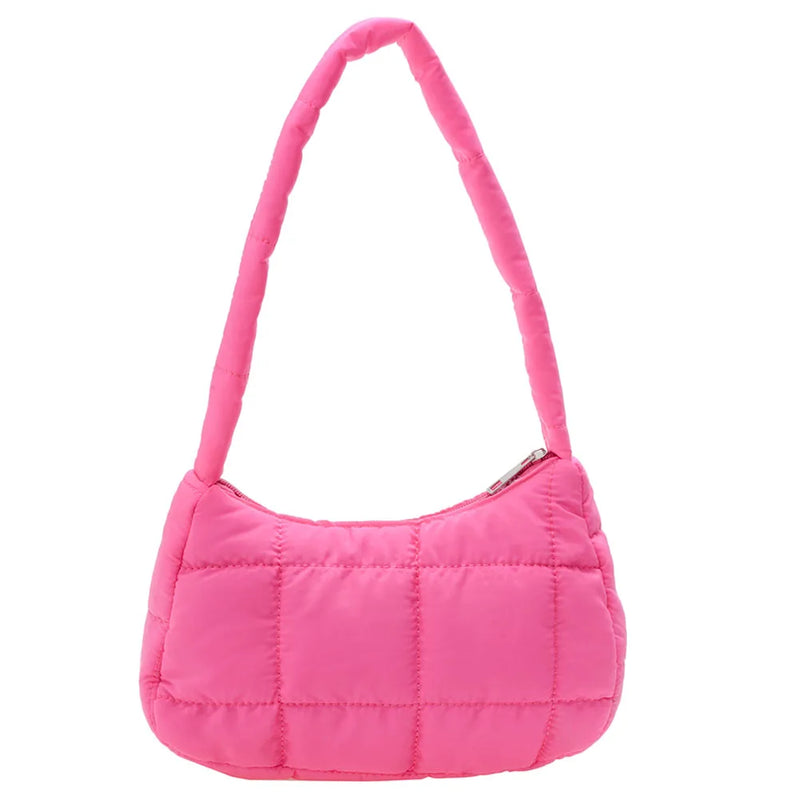 Quilted Shoulder Bag Casual Check Women Hand Bags Winter Warm Soft