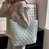Quilted Shoulder Bag Large Capacity Winter Shopper Bag Cotton-Padded Nylon