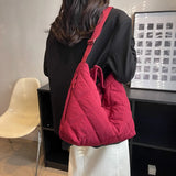 Quilted Shoulder Messenger Bag Cotton Totes Large Capacity for Work Travel