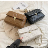Quilted Crossbody Bag Women Casual Shoulder PU Leather Plaid Messenger