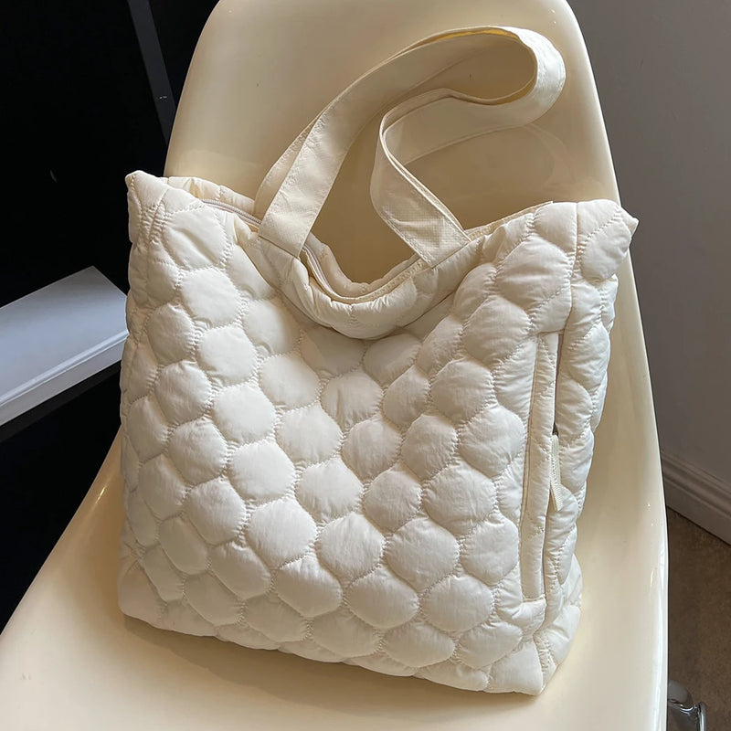 Quilted Underarm Bag Large Capacity Winter Top-handle Bag