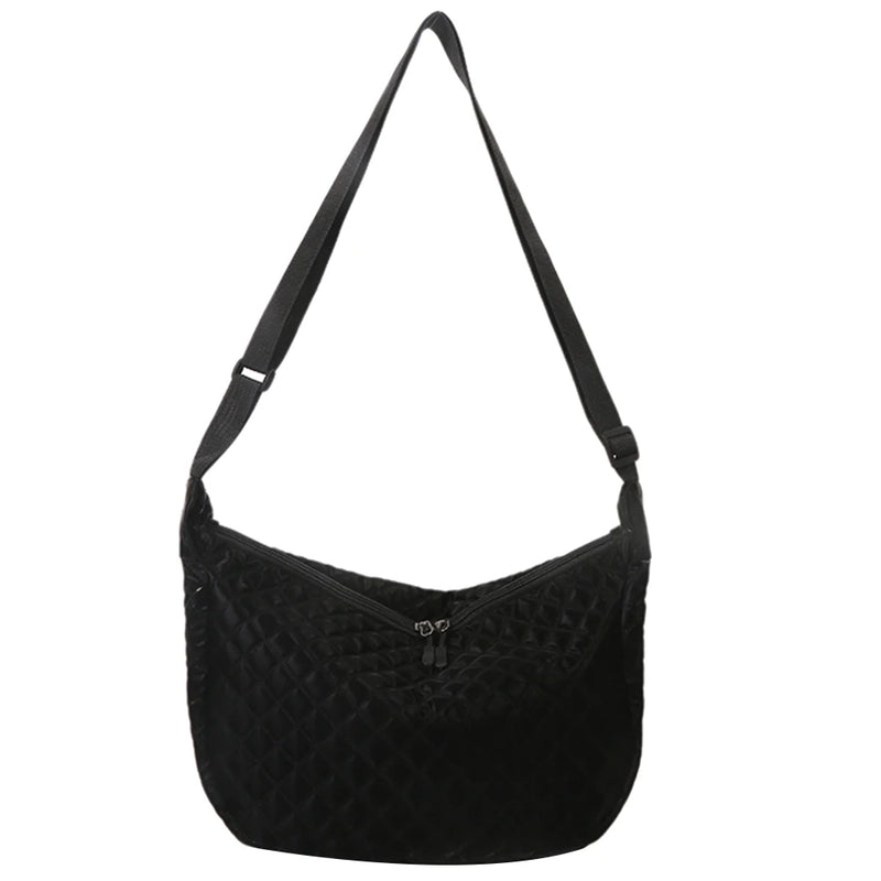 Quilted Crossbody Bag Autumn Winter Nylon Female Portable Adjustable