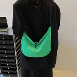 Quilted Women Crossbody Bag Nylon Winter Messenger Bag - Black