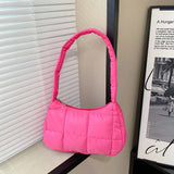Quilted Women Hand Bags Casual Check Cotton-Padded Bag Winter Solid Soft