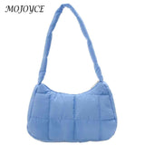 Quilted Women Hand Bags Casual Check Cotton-Padded Bag Winter Solid Soft Warm