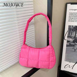 Quilted Women Hand Bags Casual Check Cotton-Padded Bag Winter Solid Soft Warm