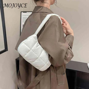 Quilted Women Hand Bags Casual Check Female Tote Winter Soft Warm