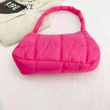 Quilted Women Hand Bags Casual Check Female Tote Winter Soft Warm