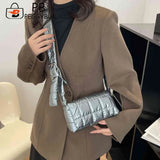 Quilted Women Messenger Bag Soft Solid Casual Flap Nylon Autumn Winter
