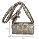 Quilted Women Messenger Bag Check Cotton-Padded Casual Flap Nylon Soft Solid