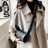 Quilted Women Messenger Bag Check Cotton-Padded Casual Flap Nylon Soft Solid