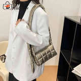 Quilted Women Messenger Bag Soft Solid Casual Flap Nylon Autumn Winter