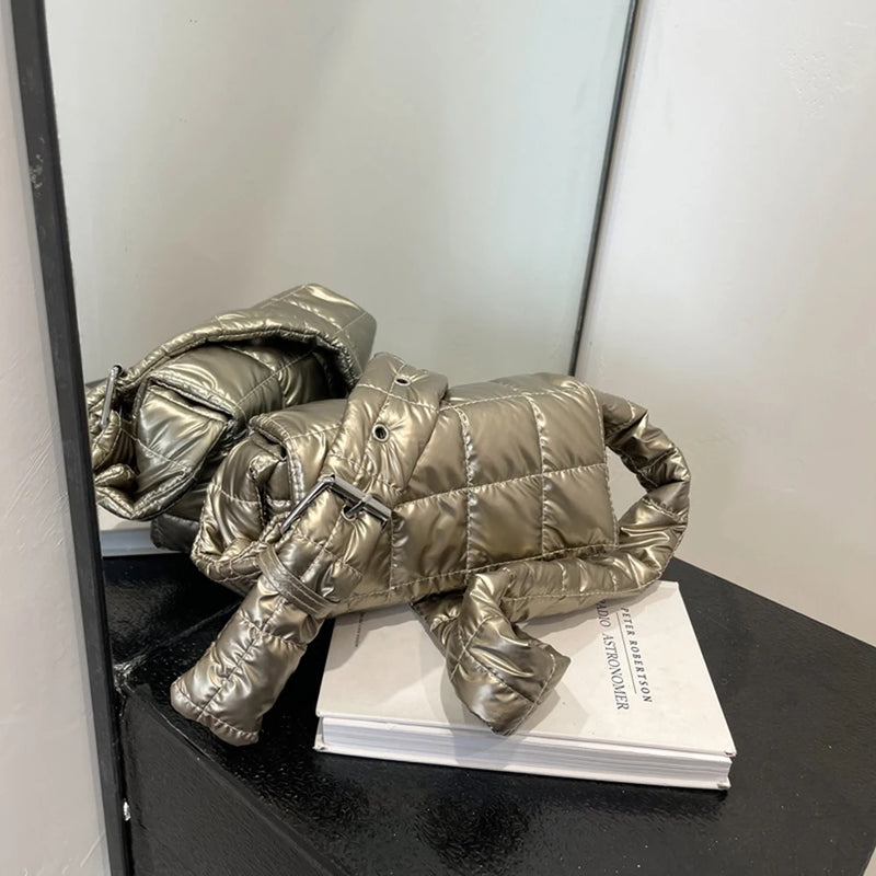 Quilted Women Messenger Bag Check Crossbody Bags Casual Buckle