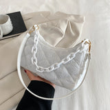 Quilted Women Shoulder Bags Cotton Padded Chain Shoulder Handbag Nylon Shoulder