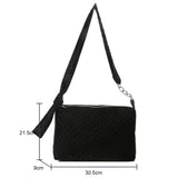 Quilted Cotton Crossbody Bag Diamonds Lattice Chains Zipper